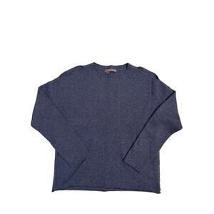 360 Sweater Women's 100% Cashmere Cold Shoulder Sweater Blue Size L